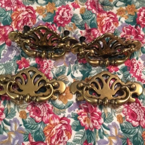 Lot of 4 Vintage brass drawer pulls fancy