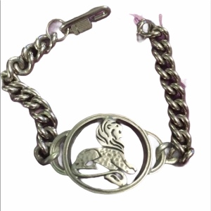 Vintage silver tone chunky LEO zodiac bracelet