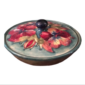 Vintage Moorcroft Lidded bowl Flowers ceramic UK