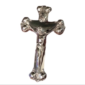 Vintage solid metal silver finish crucifix