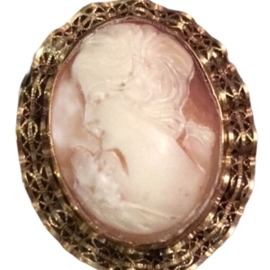 Vintage 12k GF Shell cameo brooch pendant