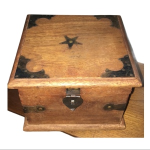 Antique Wood box with metal star Beauty!