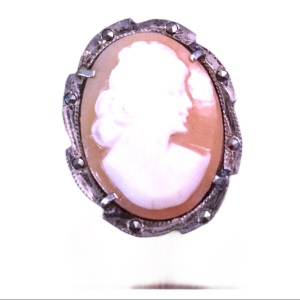 Vintage silver 800 shell cameo brooch