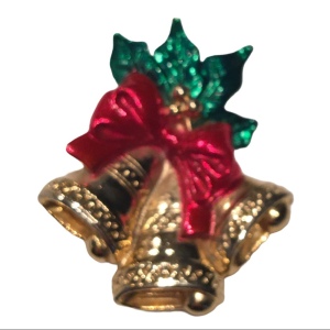 Vintage gold christmas bell brooch