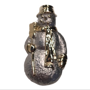 Silver gold snow man brooch frosty christmas