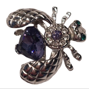 Joan Rivers bug brooch purple crystal