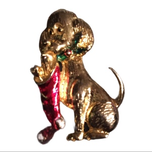 Doggie stocking christmas brooch