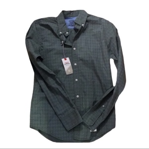 NWT IZOD Sz Sm green dress shirt print Mens