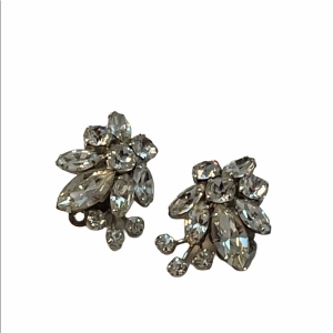 Vintage 1950s Sherman crystal Earrings AB clip on