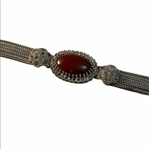 Vintage Sterling silver heavy bracelet carnelian