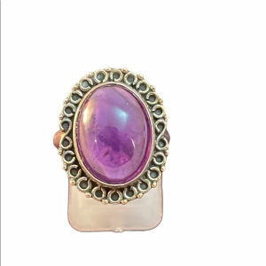 Sterling silver fancy amethyst ring