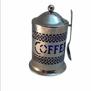 Silver plate Cobalt England Coffee Canister VTG