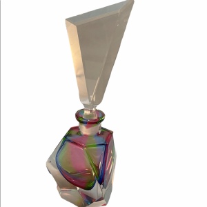 VTG C1950s Czech glass multicolor perfume bottle