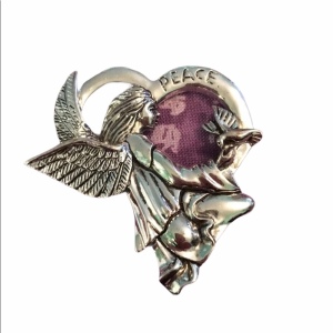 Silver tone Angel peace brooch