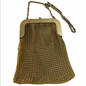 Antique Whiting & Davis Gold brass chain mail bag