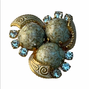 VTG c1950s Czech Stone & crystal fancy brooch