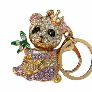 Gold Panda fancy rhinestone crystal key chain