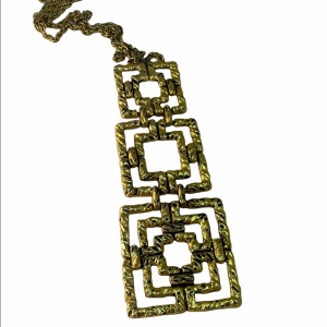 Vintage gold tone geometric squares necklace