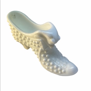 Vintage Milk glass hobnail Slipper Fenton boot