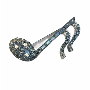 Vintage Pell Crystal musical note brooch