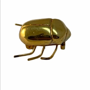 Vintage gold artesian made Beatle bug brooch