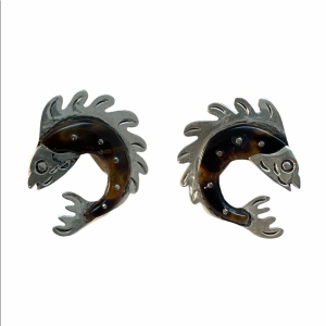 Sterling silver fish earrings Taxco C1970s Mexico