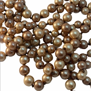 Brown cream glass pearl heavy necklace quality 60”