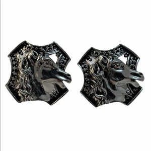 VTG Silver Horse head Heraldic Swank cufflinks