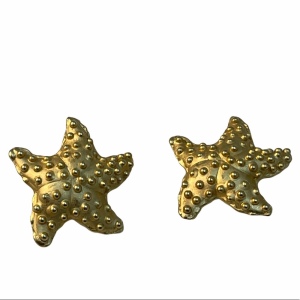 DKNY Designer starfish clip on gold earrings