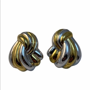 Sterling silver gold plt fancy earrings chunky