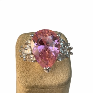 LG Heavy chunky pink ice cocktail ring silver