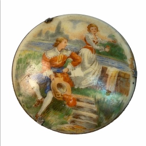 Vintage Ceramic cameo Victorian scene LG