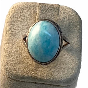 Sterling silver fancy laramar stone ring