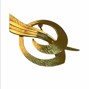 Vintage gold metal brushed finish abstract brooch