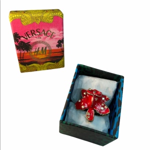 Versace For H&M Red flower ring in BOX SZ LG