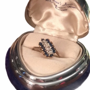 10k Gold Sapphire & Diamonds cocktail ring