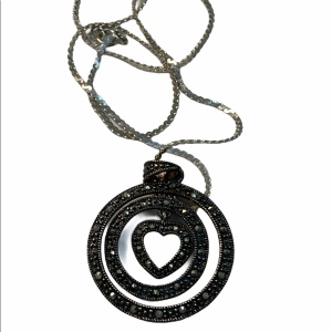 Sterling silver heart infinity necklace marcasite