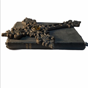 Vintage Iron cross & 1940s Bible religious item