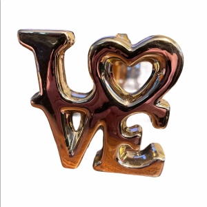 Ceramic silver metalic LOVE figurine