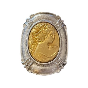 Averil Gold & silver tone metal Cameo LARGE brooch