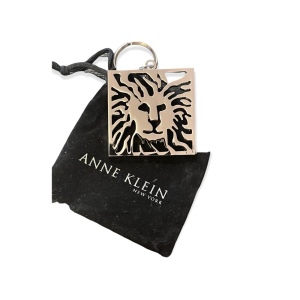 Anne Klein Lion Keychain with pouch silver tone