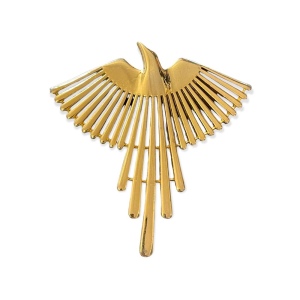 JJ Vintage eagle Phoenix Rising gold tone metal LG brooch