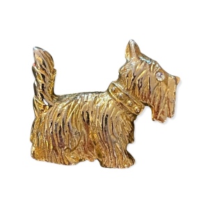 Vintage scottie dog gold tone brooch