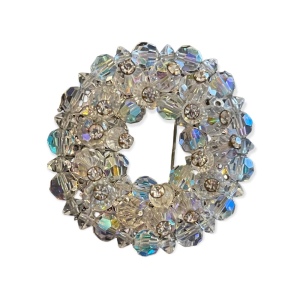 Vintage AB Crystal Round brooch