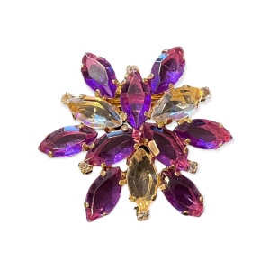 Vintage lucite flower purple brooch