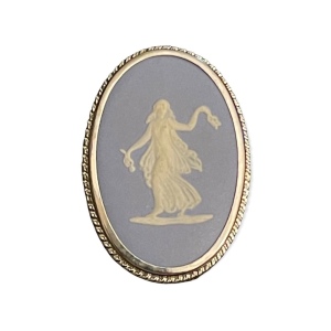 Vintage blue wedgewood jasperware silver lady cameo brooch or necklace pendant