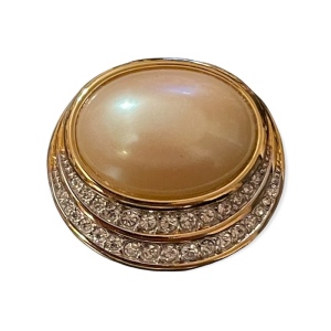 Faux pearl Gold rhinestone brooch