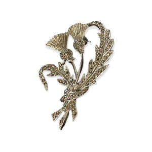 Marcasite silver thistle scottish brooch