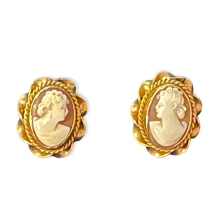 Vintage 12k Gold filled Screw back shell Cameo earrings