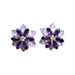 VTG 1950s Austria Crystal purple clear clip ons Fancy party earrings